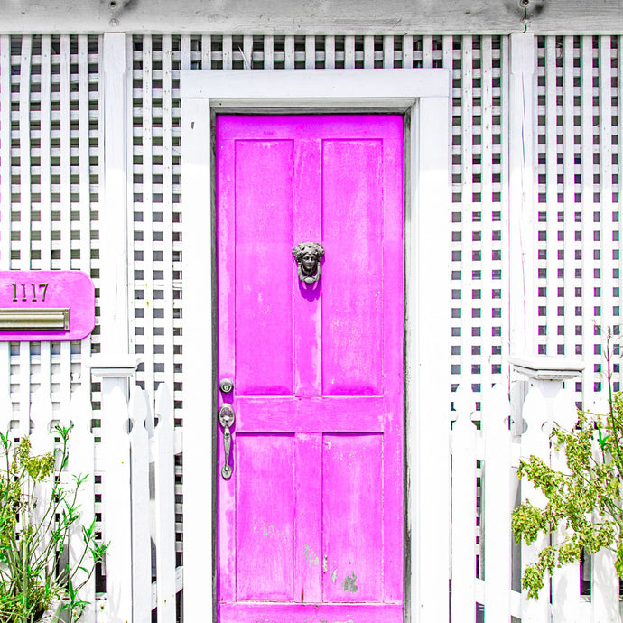 Pink Door White Lattice